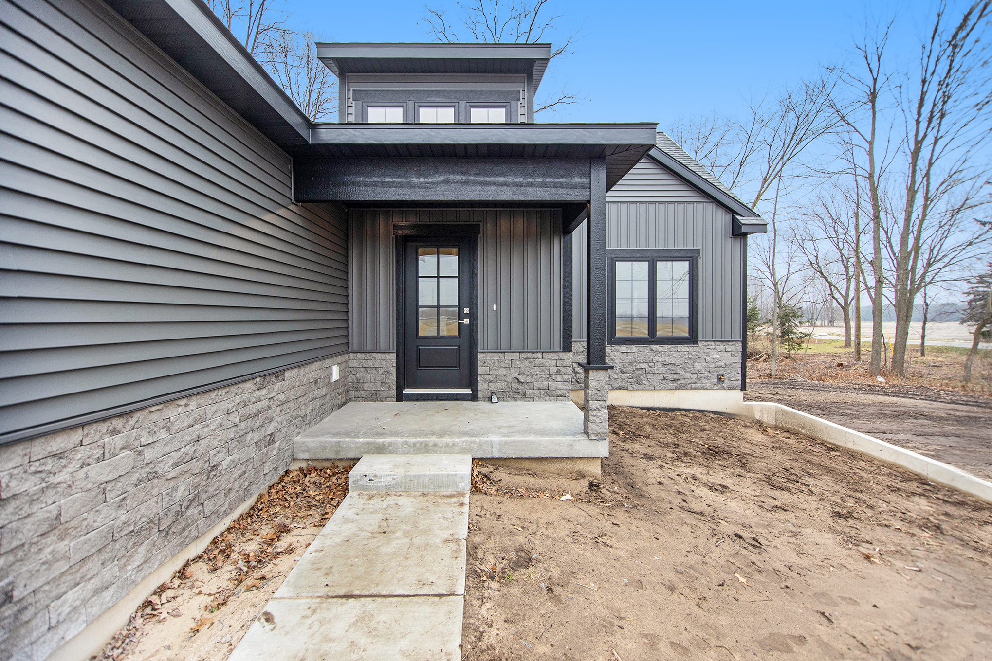 West Michigan lakeshore custom home build entryway