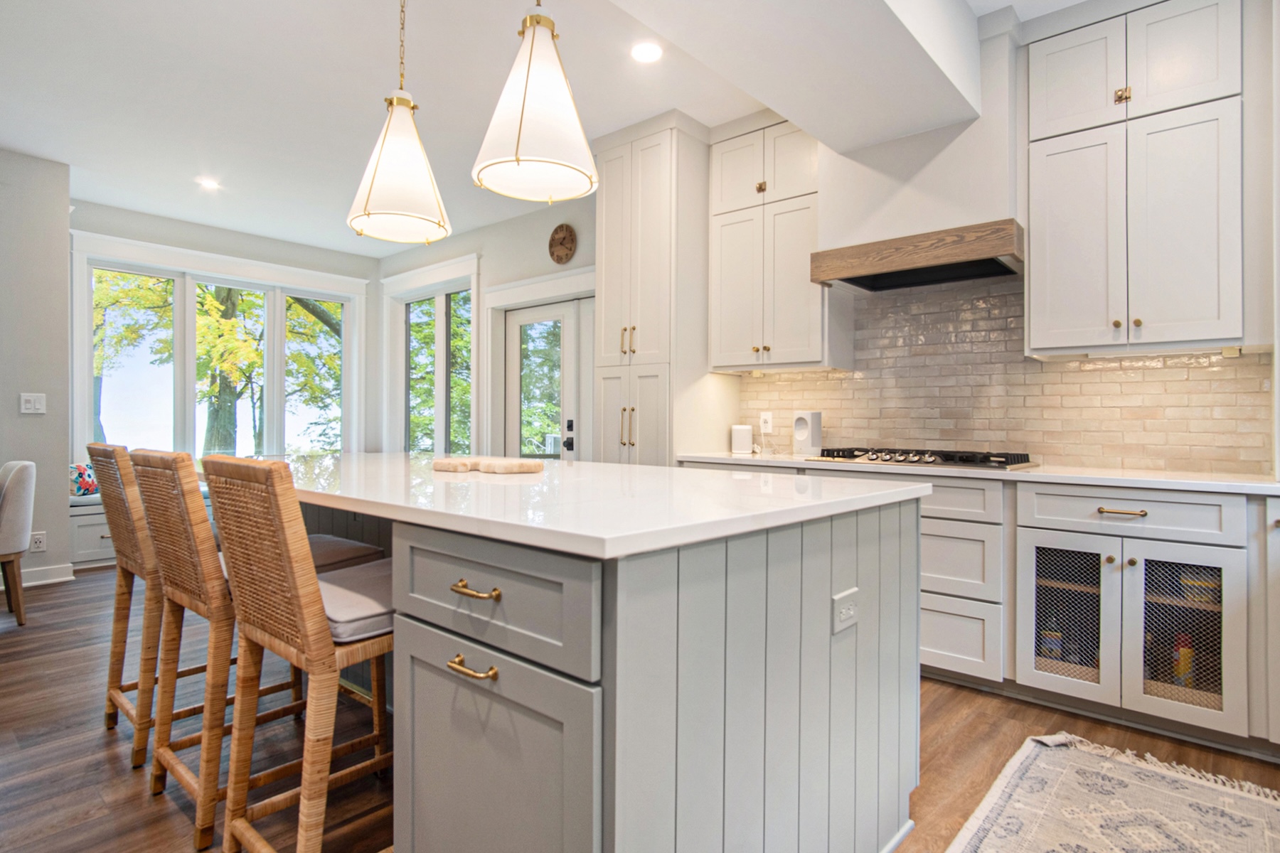 Remodeled kitchen open to the living area